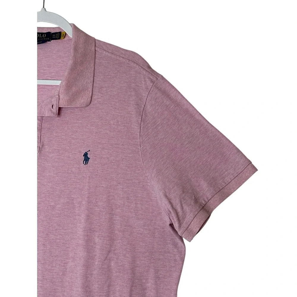 Ralph Lauren‎ Polo Shirt Men's XXL Pink Classic Fit Cotton Heather Short Sleeve